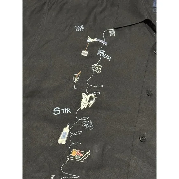 Nat Nast Silk Shirt Mens Limited Edition Design #307 Pour Stir Shake America Fit - Picture 4 of 9